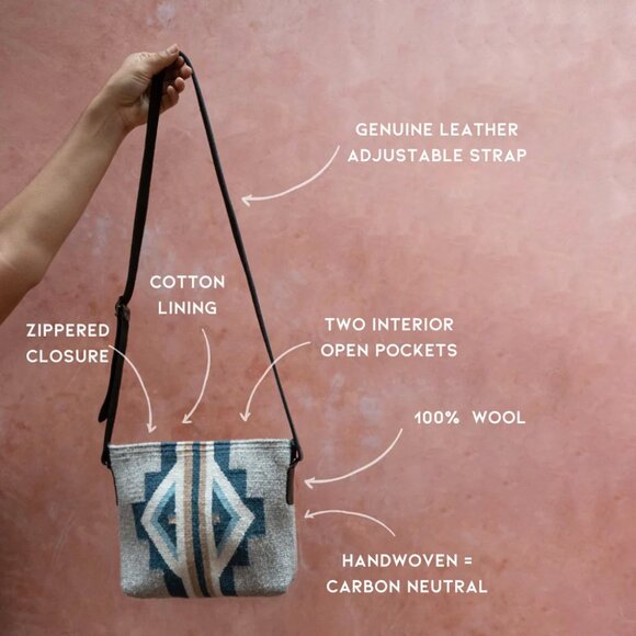 Handmade Wool Crossbody Purse MZ Fairtrade - Picture 3 of 7